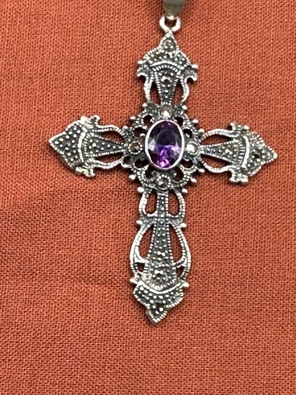 Charles Winston 925 Art Deco Revival Cross Pendant